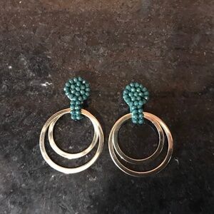 Vineyard Vines Gold/Green bead Earrings